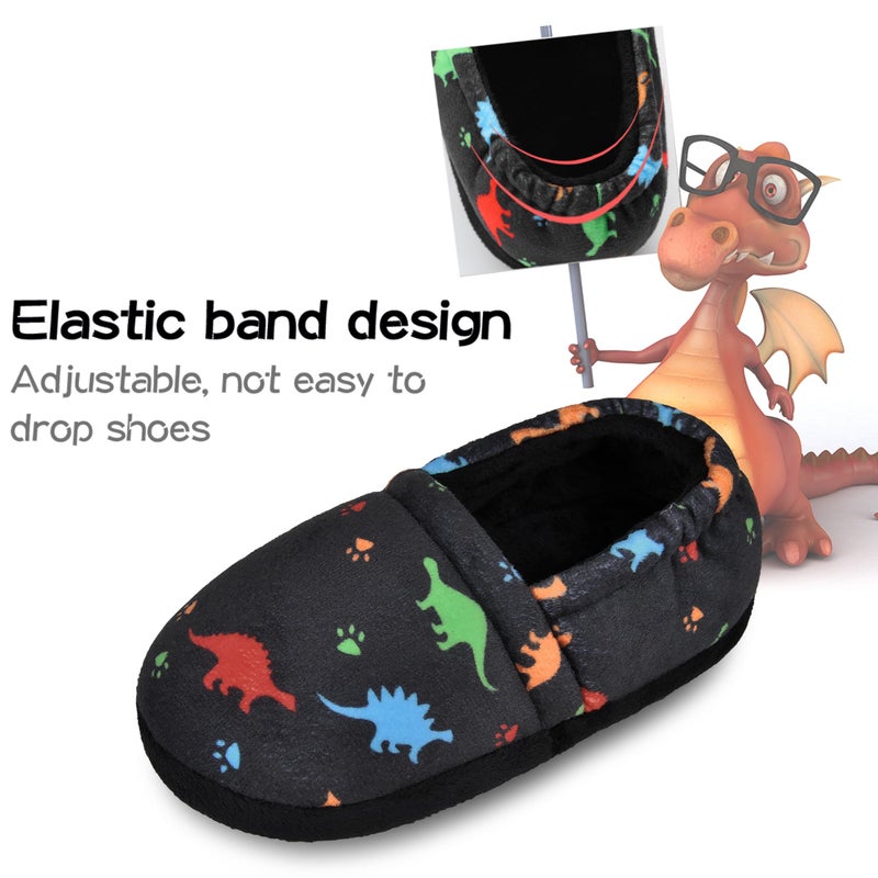 MIXIN Big Kids Slippers for Boys Girls Indoor Slip-on Slippers for Bedroom House Black 11 12 US - Image 5