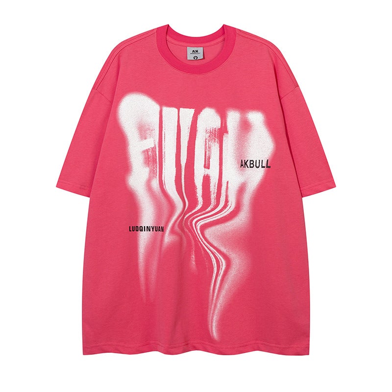 Yprs Men'S Retro Pulp Craft Micro-Bubble Short-Sleeved T-Shirt Street Hip-Hop Couple Oversize Shoulder Sleeve Tee - Image 4