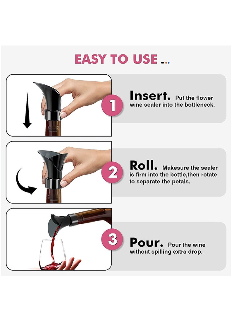 Generic - Wine Stopper, 2 in 1 Wine Pourer Stoppers, Flower Wine Aerator Pourer, Silicone Bottle Pourers for Alcohol, Reusable Leakproof Wine Preserver Keep Fresh, Wine Accessories Gifts for Women Men - Image 1