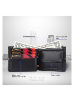 HAMMONDS FLYCATCHER HAMMONDS FLYCATCHER Genuine Leather Wallet for Men - RFID Protected Leather Purse for Men, Money Purse for Men, Bi-Fold Wallet, 6 Card Slots, 1 ID Slot, Coin Pocket, Hidden Pockets - Black  - Image 4