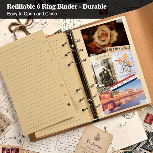 Invite Enterprise Invite Vintage Refillable Journal, Premium Leather Traveler Notebook Sketchbooks Classic Diary Planner with Blank Pages and Zipper Pocket (Leather Journal-Dandelion) - Image 5