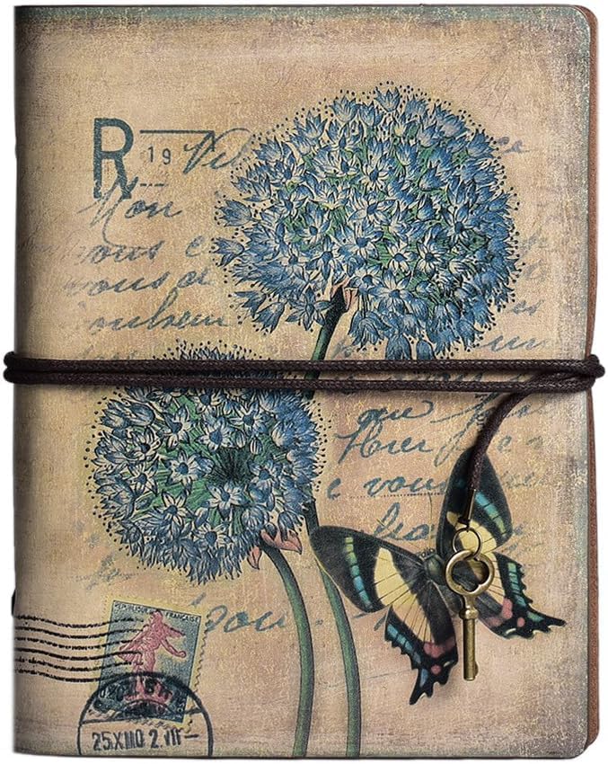 Invite Enterprise Invite Vintage Refillable Journal, Premium Leather Traveler Notebook Sketchbooks Classic Diary Planner with Blank Pages and Zipper Pocket (Leather Journal-Dandelion) - Image 1