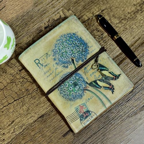 Invite Enterprise Invite Vintage Refillable Journal, Premium Leather Traveler Notebook Sketchbooks Classic Diary Planner with Blank Pages and Zipper Pocket (Leather Journal-Dandelion) - Image 2