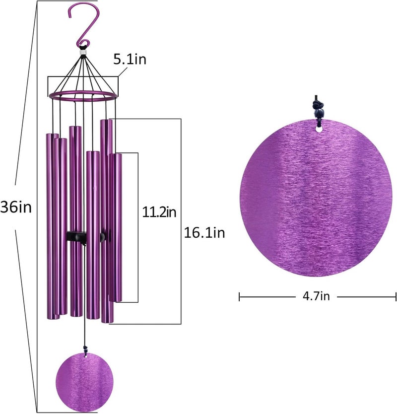 ASTARIN Memorial Wind Chimes Outdoor Large Deep Tone,36 Inch Wind Chimes Unique Tuned Relaxing Soothing Melody,Sympathy WindChimes for Mom,Dad，Garden, Yard, Patio, Porch，Home Decoration and Gift,(Purple) - Image 4