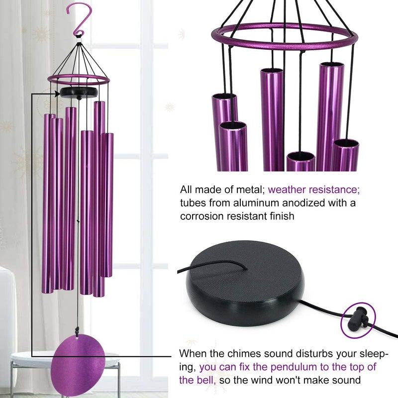 ASTARIN Memorial Wind Chimes Outdoor Large Deep Tone,36 Inch Wind Chimes Unique Tuned Relaxing Soothing Melody,Sympathy WindChimes for Mom,Dad，Garden, Yard, Patio, Porch，Home Decoration and Gift,(Purple) - Image 2
