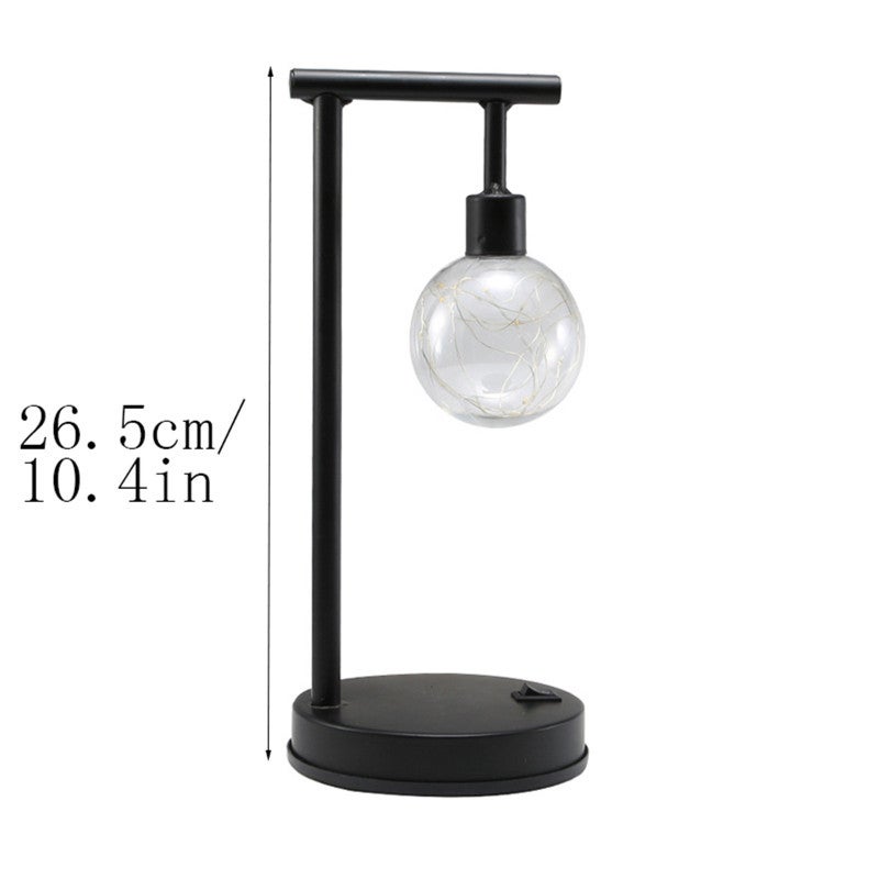 مصباح طاولة صغير من الحديد المطاوع 12.2 × 7.09 × 6.3 بوصة بتصميم مفرغ أسود مع توهج LED ناعم لديكور غرفة النوم والمدفأة والشرفة - Image 2