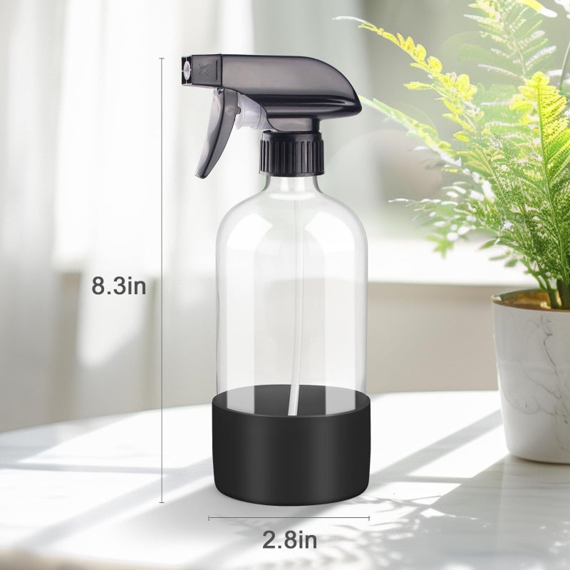 Worldgsb 2 Pack Glass Spray Bottles with Silicone Sleeve, 16 oz Empty Refillable Containers with Adjustable Spray Nozzles, Spray Bottles for Hair, Cleaning Solutions and Plants Black - Image 4