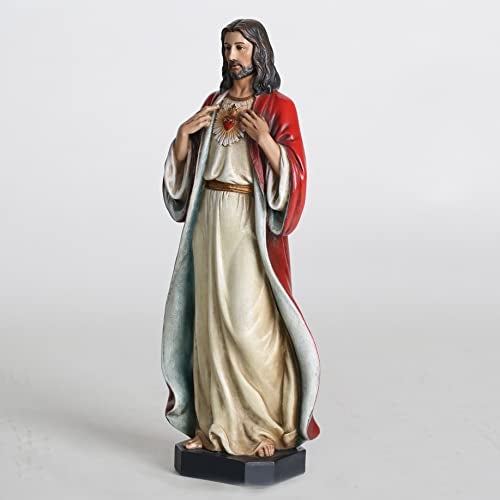 BC BUILDCLASSIC BC Catholic Sacred Heart of Jesus Statue, 10" H Jesus Christ Figure, Religious Gifts, Inspirational Indoor Home Decor, Hand Painted by Buildclassic - Image 3