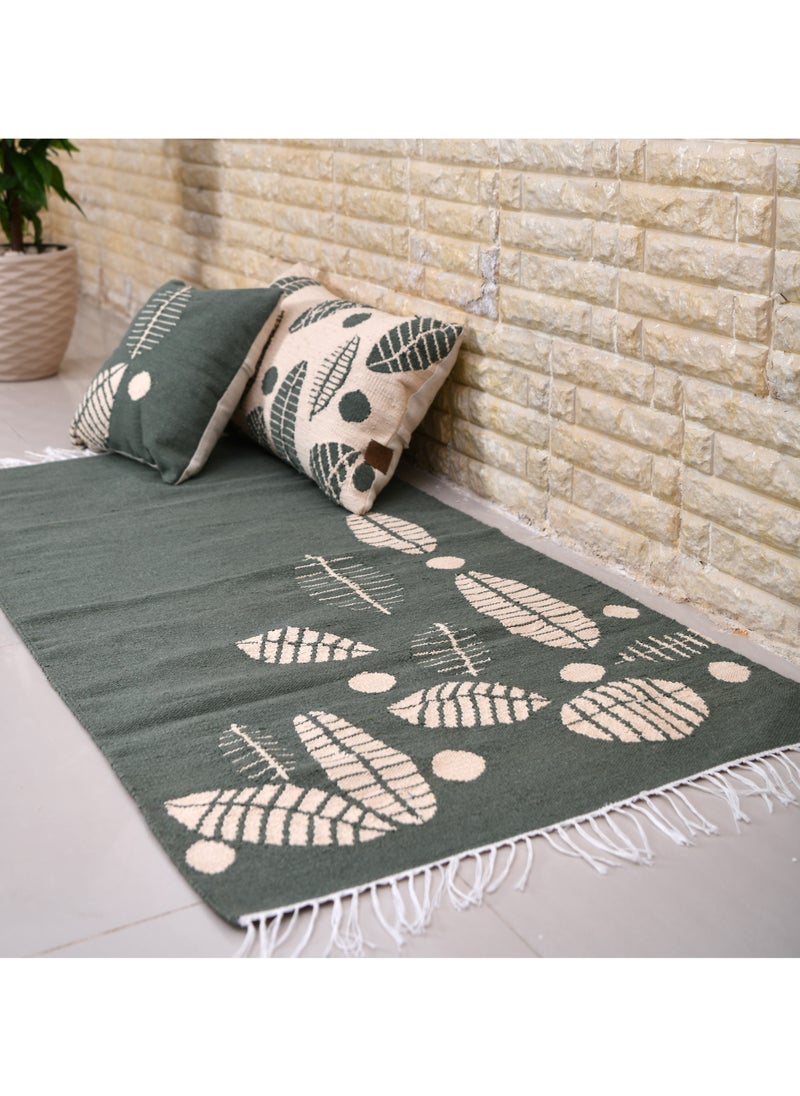 Handmade 'Leaves' Egyptian Cotton Rug  - Image 2
