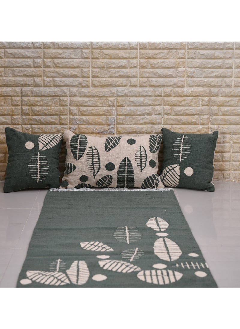 Handmade 'Leaves' Egyptian Cotton Rug  - Image 4