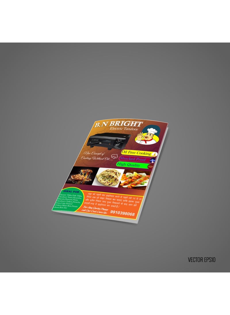 B.N. brights BNBrights Medium smart Electric Tandoor 2000Watt With Timer and Regulator CRC Seat SS Element Glove Jali Seek Try Handle R Book Pizza Cutter one year warrenty  - Image 5