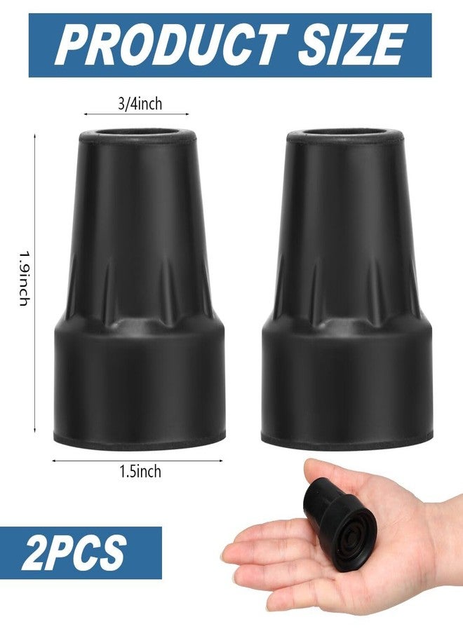 LINXIU 2 Pack Crutch Tips 3/4 Inch Non Slip Walking Cane Tip Heavy Duty Cane Tips Replacement for Canes Crutch Hiking Sticks and Walkers - Image 2