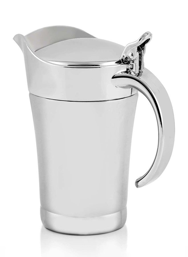 OVENTE Stainless Steel Gravy Boat with Hinged Lid, 14Oz Insulated Sauce Jug for Serving Cream, Salad Dressing or Syrup at Thanksgiving, Christmas, Holidays, Family Dinner and Parties, Silver GB4541S - Image 1