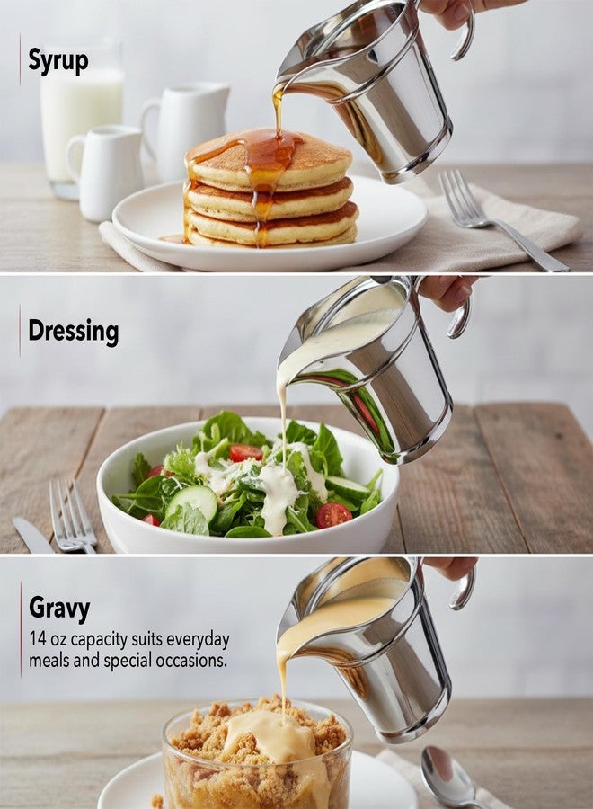 OVENTE Stainless Steel Gravy Boat with Hinged Lid, 14Oz Insulated Sauce Jug for Serving Cream, Salad Dressing or Syrup at Thanksgiving, Christmas, Holidays, Family Dinner and Parties, Silver GB4541S - Image 2