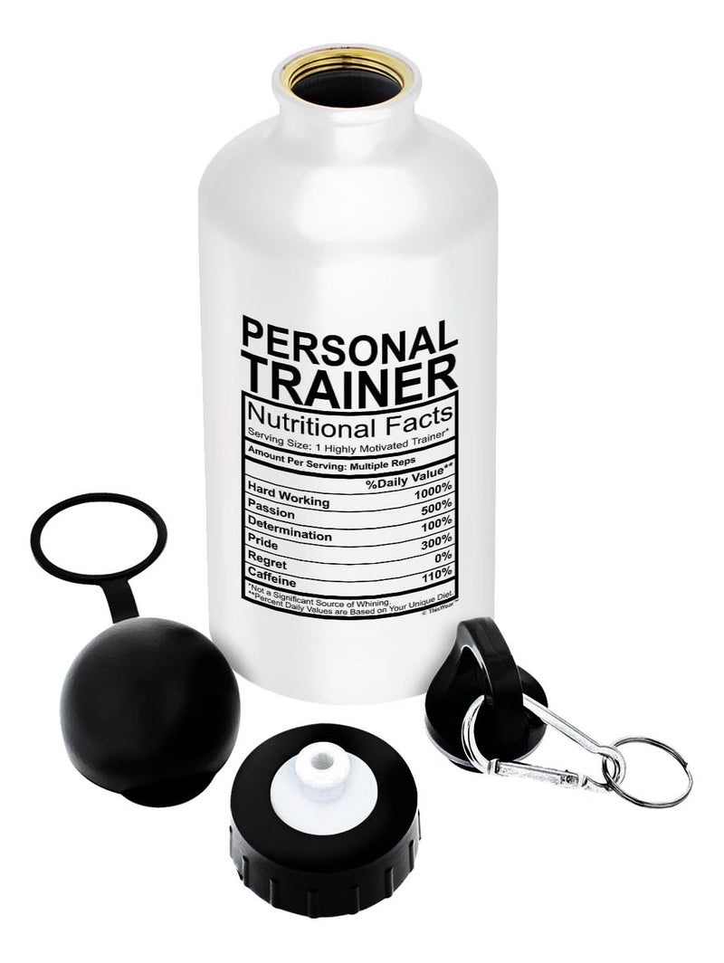 ThisWear ThisWear Personal Trainer Gifts for Women Personal Trainer Nutritional Facts Personal Trainer Gift Ideas Gift Aluminum Water Bottle with Cap  Sport Top White