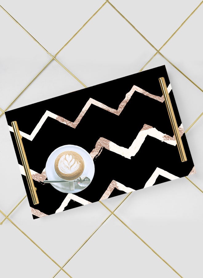 LOWHA Decorative Acrylic Serving Tray with Gold Color Metal Handles Wave Lines 20x30cm  - Image 5