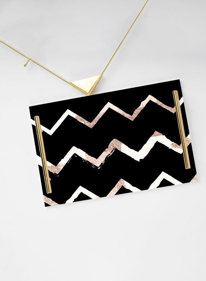 LOWHA Decorative Acrylic Serving Tray with Gold Color Metal Handles Wave Lines 20x30cm  - Image 3