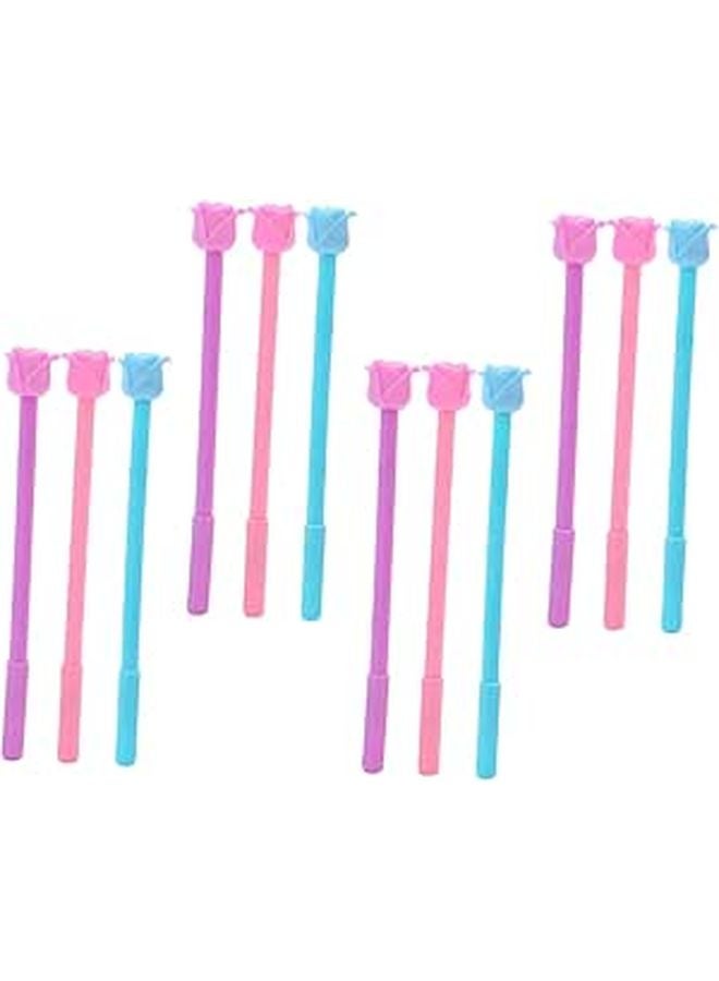 12Pcs 0 5mm Fine Point Rose Flower Gel Ink Pens Cute Cartoon Style For Students Office Writing - Image 1