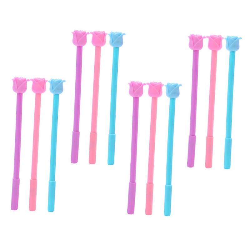 12Pcs 0 5mm Fine Point Rose Flower Gel Ink Pens Cute Cartoon Style For Students Office Writing - Image 2