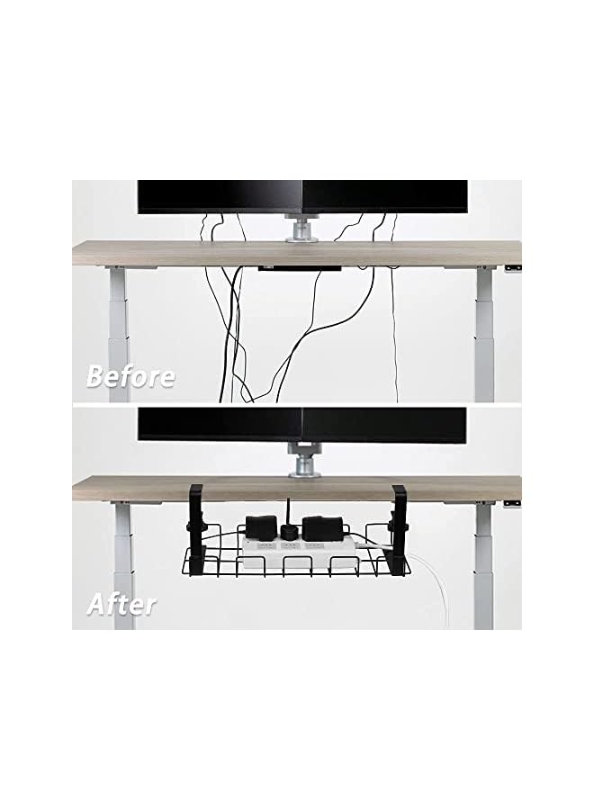 promass Under Desk Cable Management Tray | Cable Organizer & Wire Organizer for Cable Management Under Desk, Ideal Setup Accessories for Office, Home & Kitchen | Clamp Mount, No Drilling - Image 5