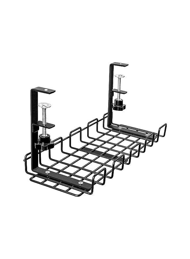 promass Under Desk Cable Management Tray | Cable Organizer & Wire Organizer for Cable Management Under Desk, Ideal Setup Accessories for Office, Home & Kitchen | Clamp Mount, No Drilling - Image 4