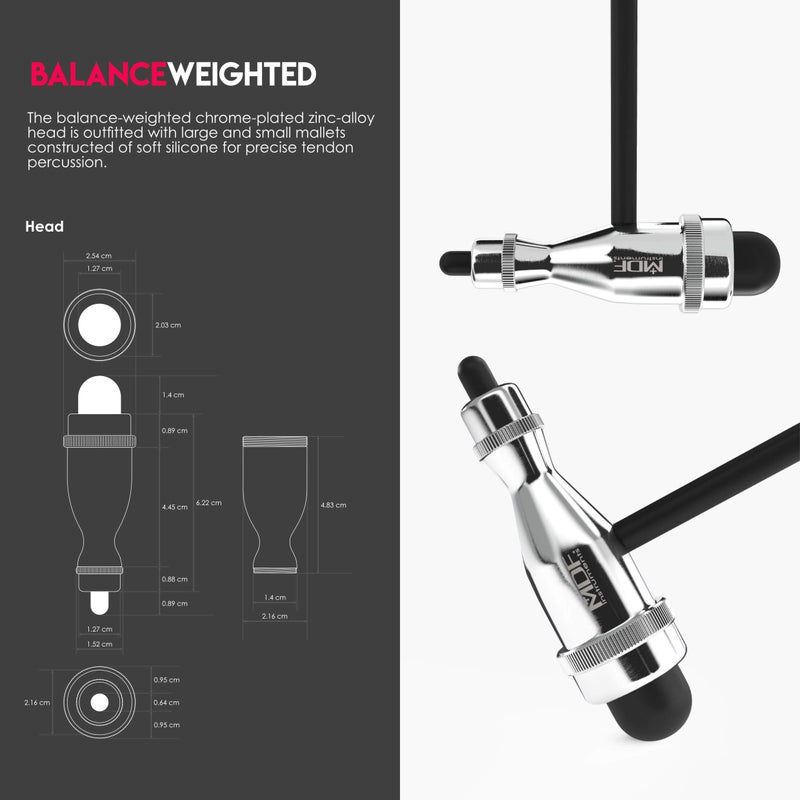 MDF Instruments مطرقة ترومر العصبية من MDF مع فرشاة مدمجة للاستجابات الجلدية والسطحية - خفيفة - مقبض HDP - قطع مجانية مدى الحياة وضمان مدى الحياة - أسود (MDF555P-11) - Image 3