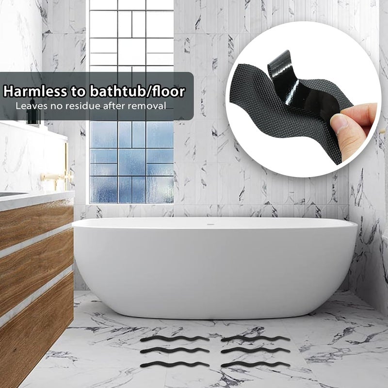 Coufce 24PCS Bathtub Non Slip Stickers Black Safety Anti Slip Shower Strips Adhesive Decals Scraper for Bath Tub Stairs Steps Floor Ladders with Premium - Image 2