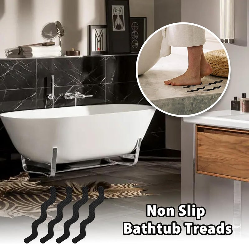 Coufce 24PCS Bathtub Non Slip Stickers Black Safety Anti Slip Shower Strips Adhesive Decals Scraper for Bath Tub Stairs Steps Floor Ladders with Premium - Image 4