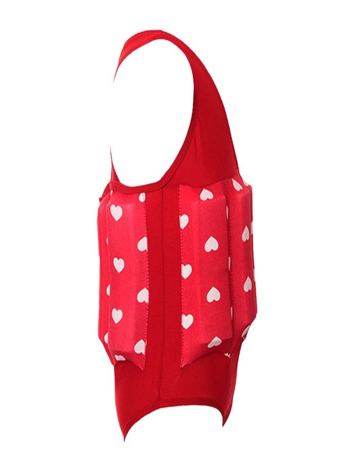 AFAVOM Toddler Kids Baby Boys Girls Float Suit Heart Floatation Swimsuit with Adjustable Buoyancy Floating Swimwear Bathing Suit Swim Vest with 8 Removable Buoyancy Sticks Red Heart 18-24 Months - Image 3