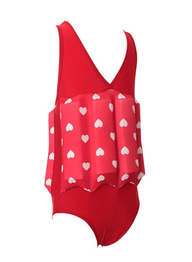 AFAVOM Toddler Kids Baby Boys Girls Float Suit Heart Floatation Swimsuit with Adjustable Buoyancy Floating Swimwear Bathing Suit Swim Vest with 8 Removable Buoyancy Sticks Red Heart 18-24 Months - Image 2