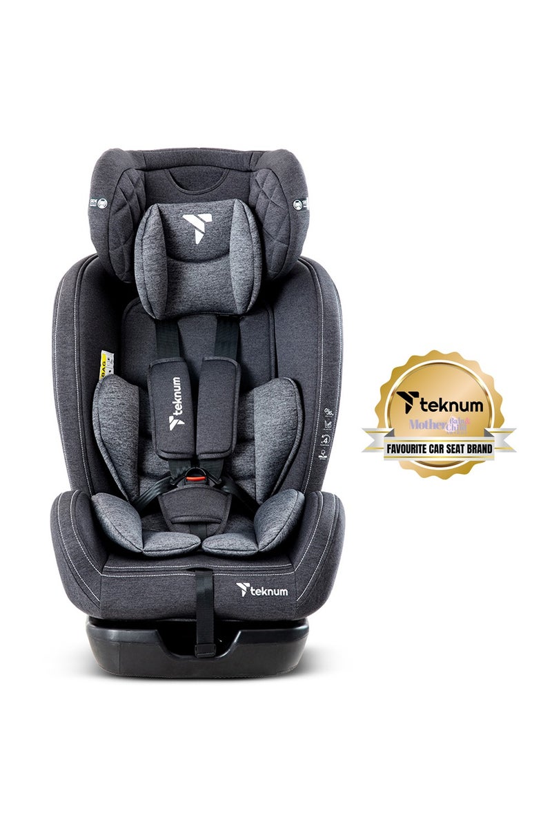 Teknum Evolve 2 Car Seat 0-12yrs with Grey Dad's Diaper Hand Bag - Dark Grey