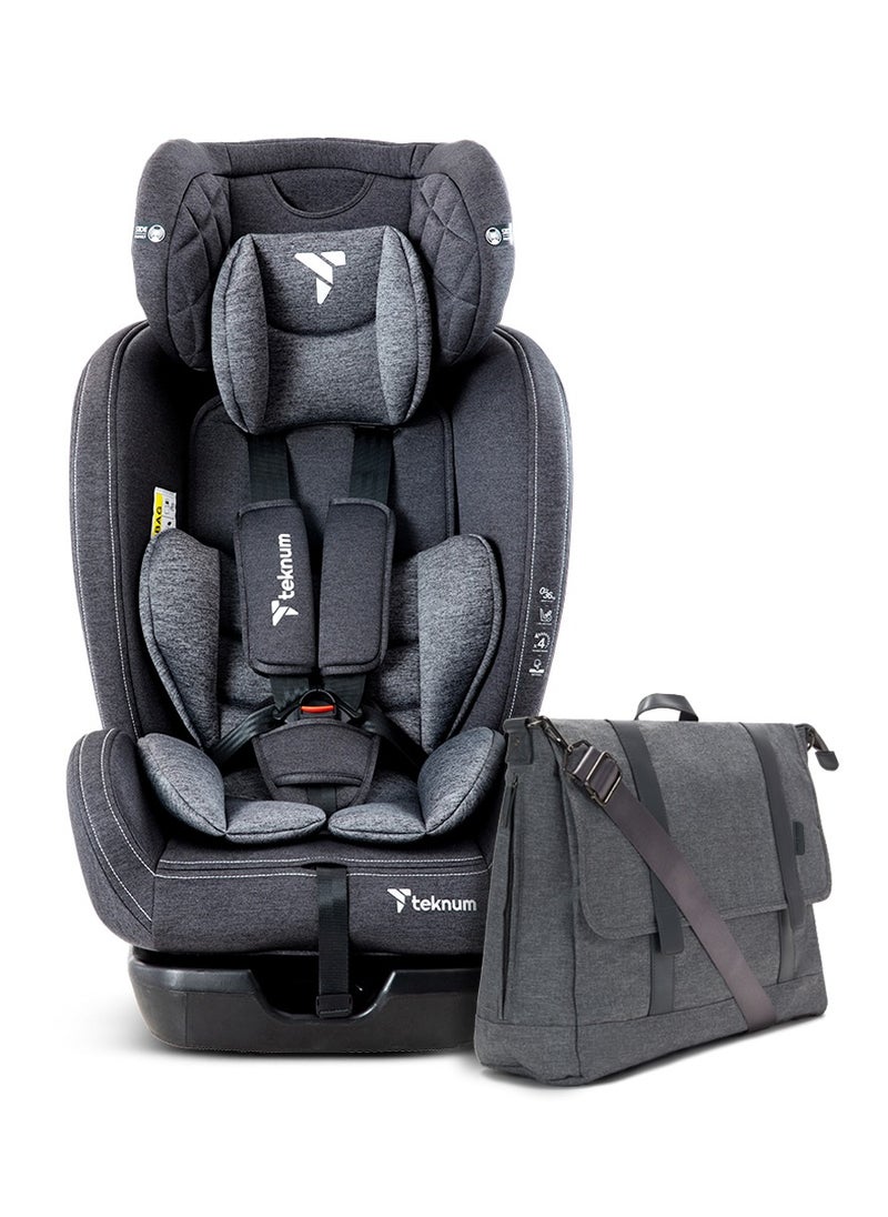 TEKNUM Teknum Evolve 2 Car Seat 0-12yrs with Grey Dad's Diaper Hand Bag - Dark Grey  - Image 1