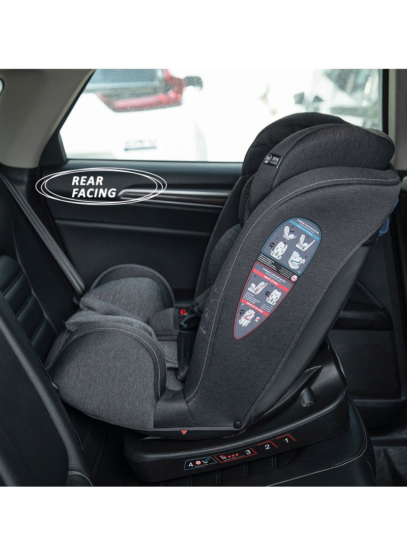 Teknum Evolve 2 Car Seat 0-12yrs with Grey Dad's Diaper Hand Bag - Dark Grey