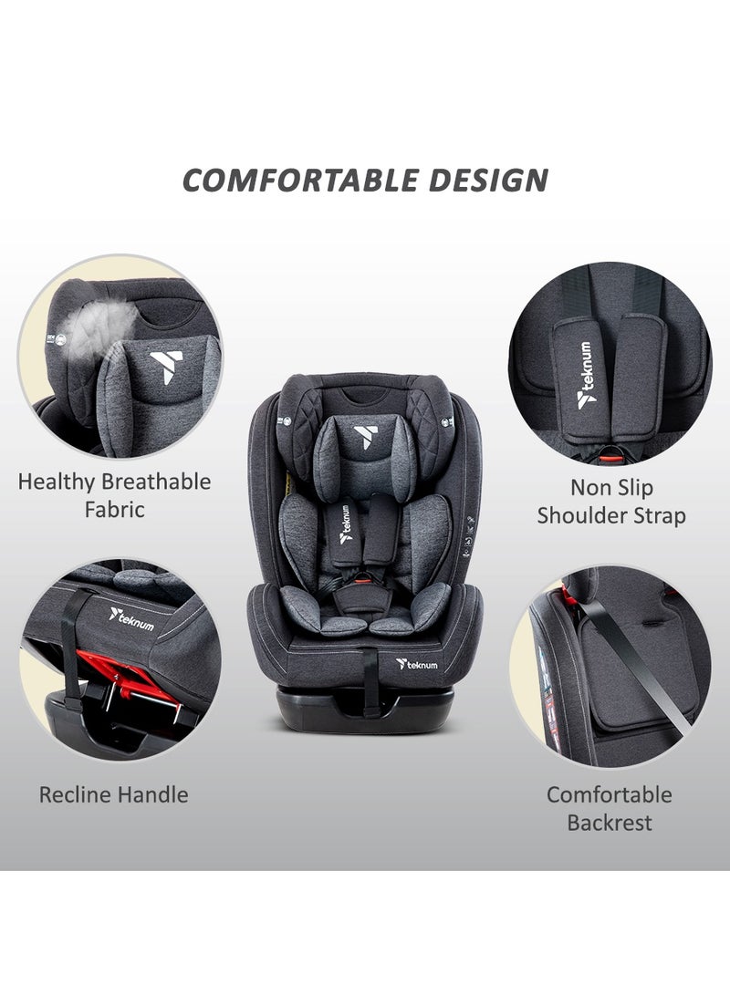 Teknum Evolve 2 Car Seat 0-12yrs with Grey Dad's Diaper Hand Bag - Dark Grey