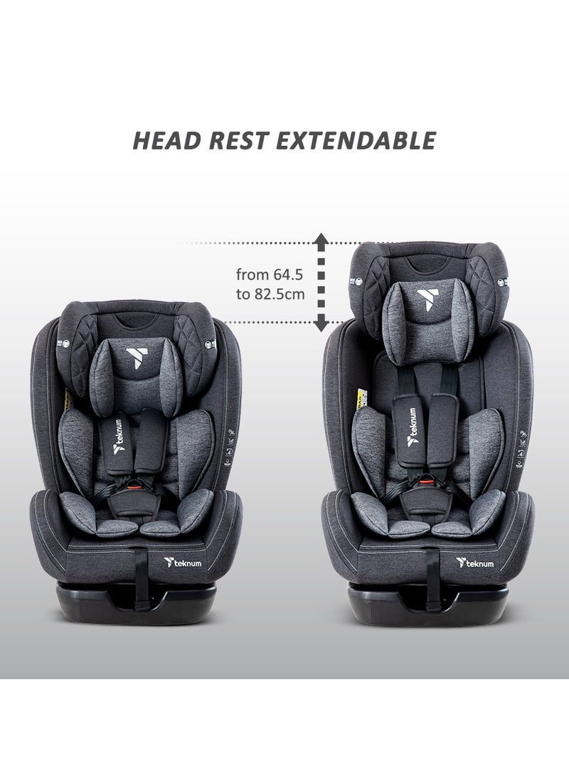 Teknum Evolve 2 Car Seat 0-12yrs with Grey Dad's Diaper Hand Bag - Dark Grey