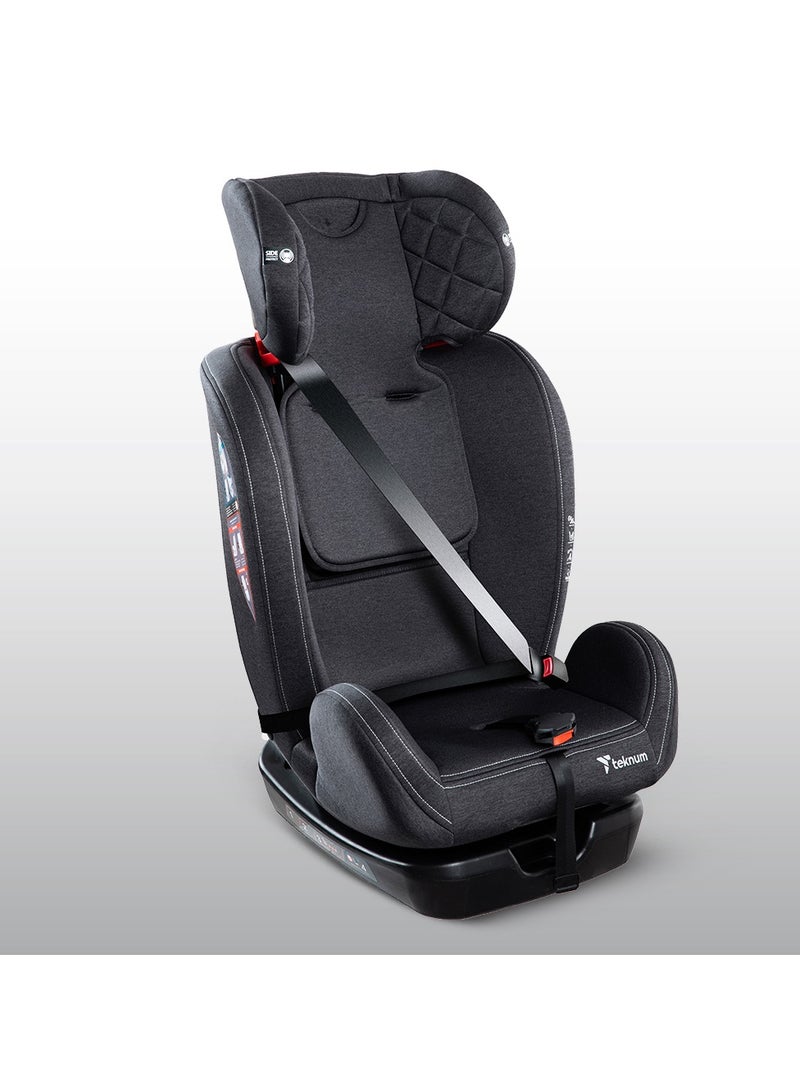 Teknum Evolve 2 Car Seat 0-12yrs with Grey Dad's Diaper Hand Bag - Dark Grey