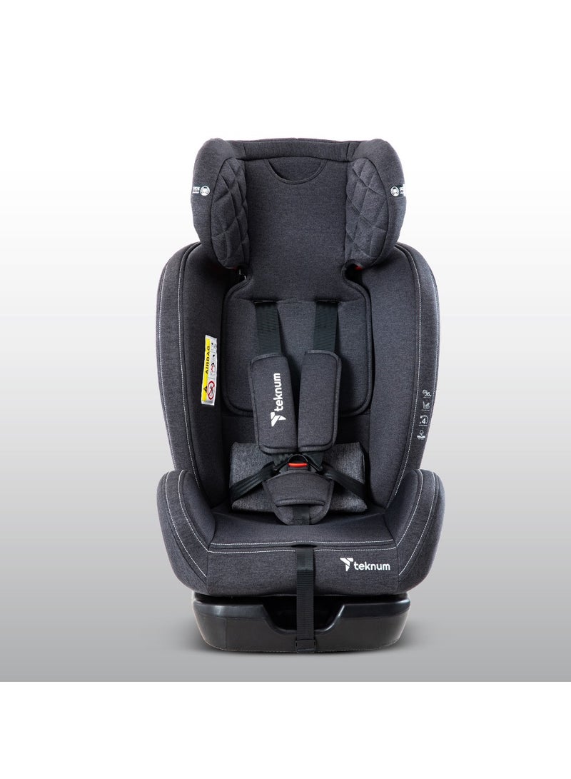 Teknum Evolve 2 Car Seat 0-12yrs with Grey Dad's Diaper Hand Bag - Dark Grey