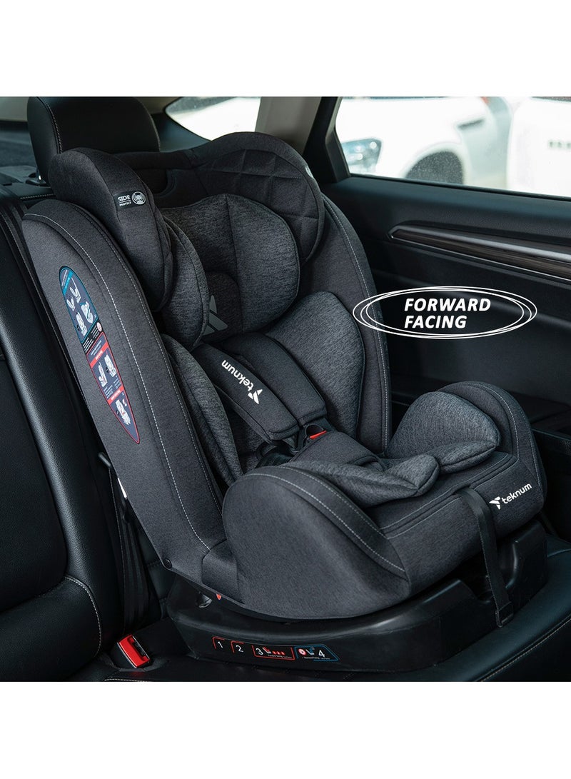 Teknum Evolve 2 Car Seat 0-12yrs with Grey Dad's Diaper Hand Bag - Dark Grey