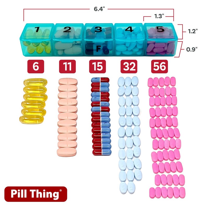 pill thing 5 Times a Day Weekly Pill Box Organizer Case, Secure 7 Day Pillbox with Medication Schedule (5 Time-a-Day) - Image 4