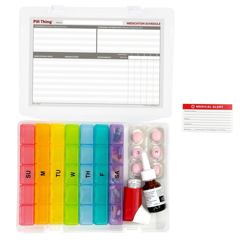 pill thing 5 Times a Day Weekly Pill Box Organizer Case, Secure 7 Day Pillbox with Medication Schedule (5 Time-a-Day) - Image 5