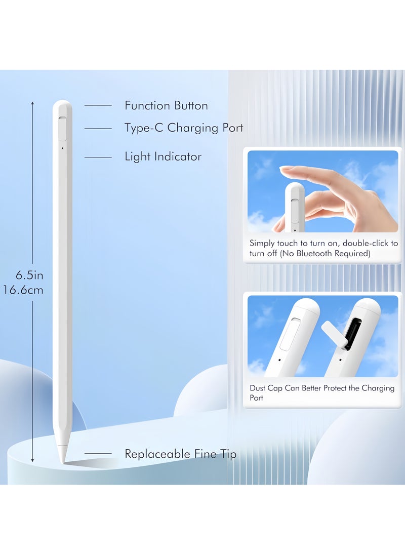 Stylus Pen for iPad, iPad Pencil iPad Pen 9th Generation  14-minute  Fast Charging Palm Rejection Tablet Pen Magnetic iPad Stylus Pencil Compatible with Apple Pen  - Image 2