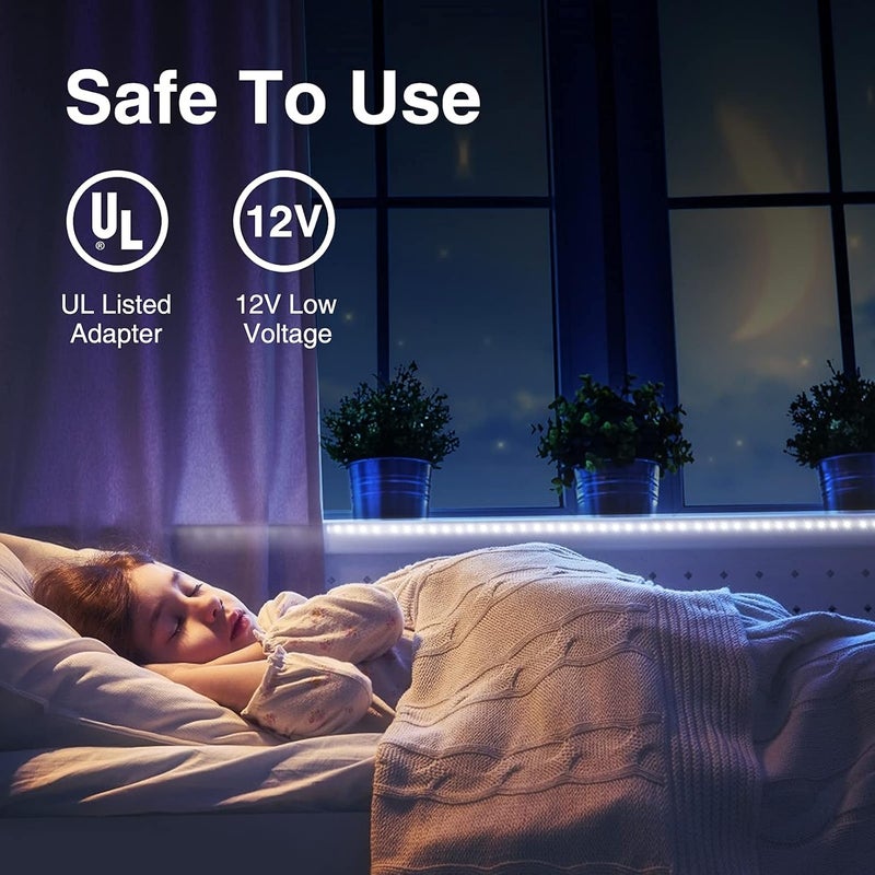 Onforu شريط إضاءة LED، 16.4 قدم إضاءة شريط LED قابلة للتعتيم، إضاءة بيضاء نهارية 6000K، 300 مصباح LED مرن لإضاءة مرآة الزينة، 5م 12V شريط ضوء للغرفة، تحت الخزائن، المطبخ، عيد الميلاد - Image 5