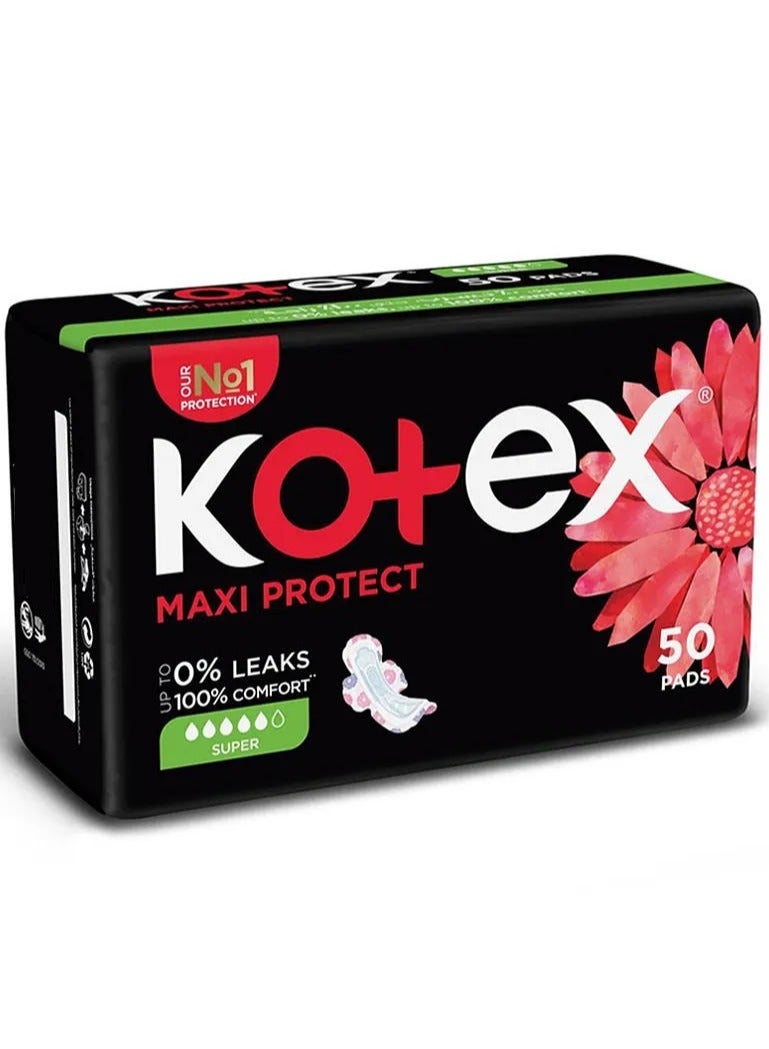 كوتكس فوط صحية سميكة ماكسي بروتيكت بحجم كبير مع أجنحة 50 فوطة صحية - Image 2