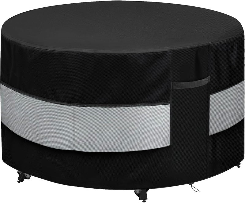 Wnanan Round Patio Bar Height Table and Chair Cover Black Grey Waterproof Up to 10000pa for 90 x 43 Inch Outdoor Round Furniture Set Covers Patio Set Covers - Image 1