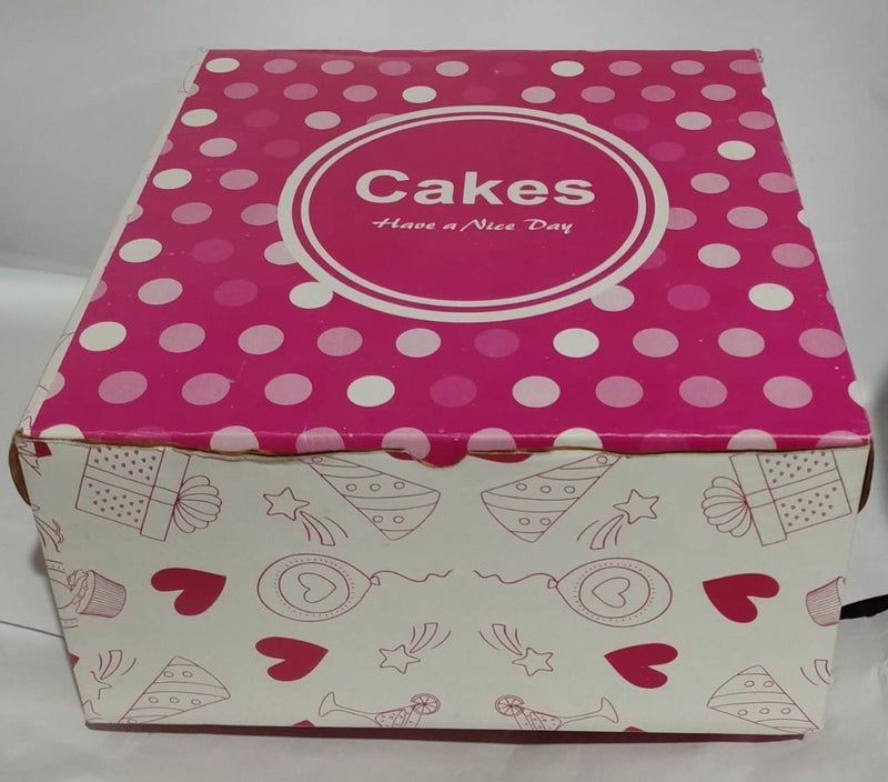 YNK 3 Ply Corrugated Cake Boxes Snacks Dounts Pastry Snacks Packaging Material 10x10x5 Inches Printed PACK OF 25 - Image 2