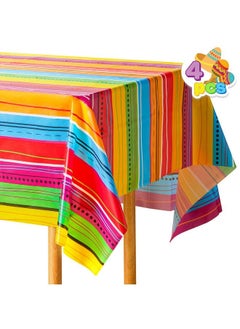JOYIN 4 Pcs Cinco De Mayo Printed Plastic Tablecover Muti Colored (54 X 108 Inches) For Fiesta Taco Night Birthday And Mexican Themed Party  - Image 1