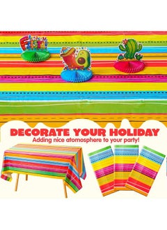 JOYIN 4 Pcs Cinco De Mayo Printed Plastic Tablecover Muti Colored (54 X 108 Inches) For Fiesta Taco Night Birthday And Mexican Themed Party  - Image 3