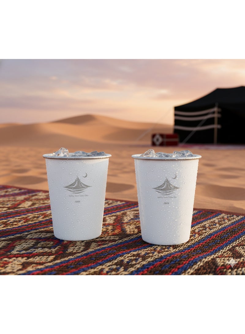 رمضان الفولاذ المقاوم للصدأ التخييم القدح - الهلال والخيمة تصميم، معزول للقهوة العربية / الشاي - Image 1
