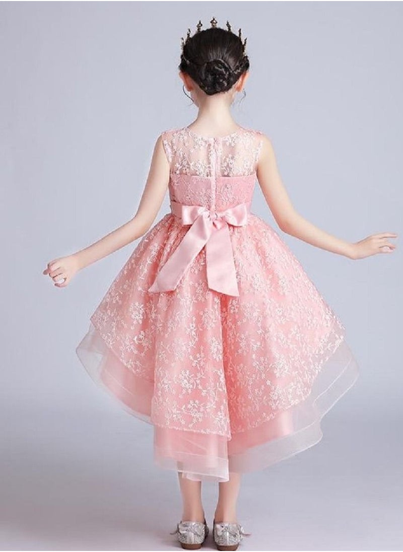 Best Gift Fashion - Flower Kids Party Dress For Girl Children Costume Dress Elegant Embroidery Princess Dresses Vestido Girls Evening Clothes Pink Color - Image 1