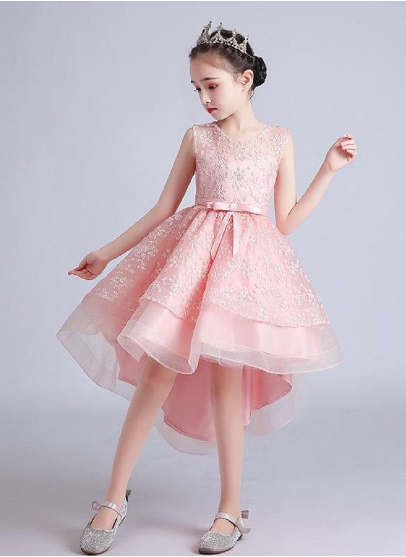 Best Gift Fashion - Flower Kids Party Dress For Girl Children Costume Dress Elegant Embroidery Princess Dresses Vestido Girls Evening Clothes Pink Color - Image 1